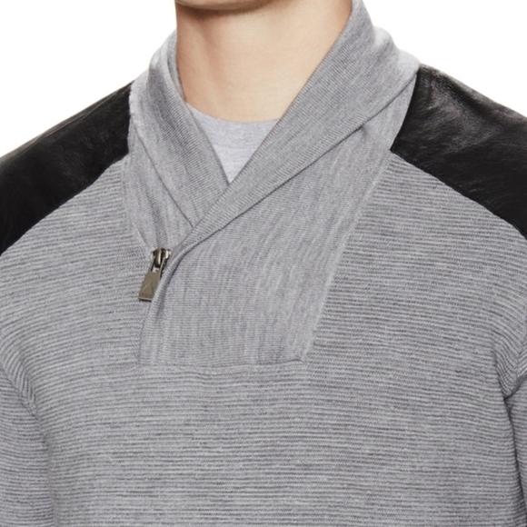 ELEVEN PARIS MENS GRAY PULLOVER SWEATER WITH LEATHER PATCHES SIZE XXL - Picture 10 of 10